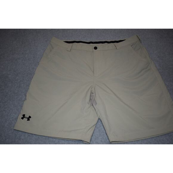 Under Armour Golf Gym Shorts Mens Size 38 Stretch With Pockets Performance Tan - Picture 1 of 6